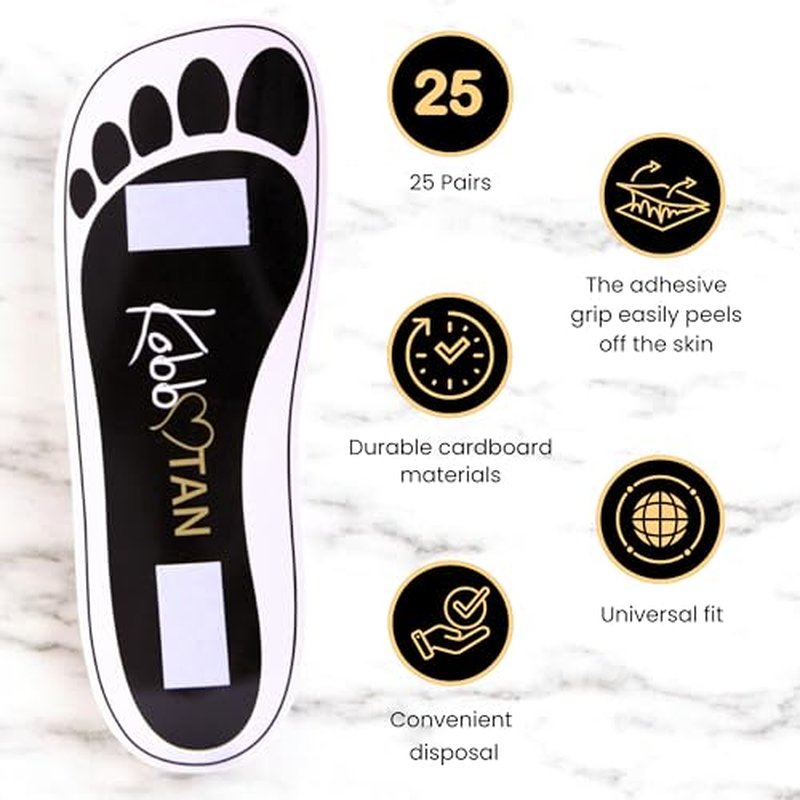 25 Pairs (50Feets) Spray Tan Feet Pads Disposable & Economic Black Feet pads for Spray tanning,Use in Tanning booth,Sunless Tanning at Home or Beauty Salon-Non Slip-Comfortable-Hygienic-Ultra Bronzing