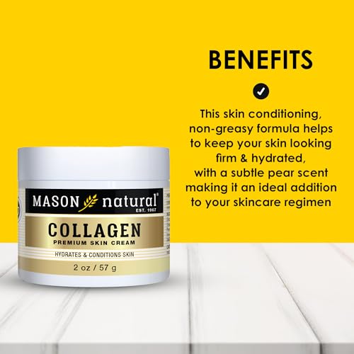 MASON NATURAL Collagen Premium Skin Cream, Women¡¯s Anti,Aging Face & Body Daily Moisturizer for Hydration & Firmness, Pear Scent, 2 oz