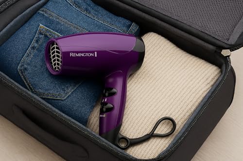 Purple Remington Ionic Compact Hair Dryer 1875W - Travel Anti-Frizz Styling Tool