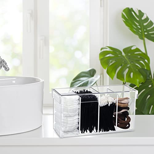 2 Pack Acrylic Makeup & Lash Organizer with Lid - 4 Compartments, Dustproof Storage - Variation 2