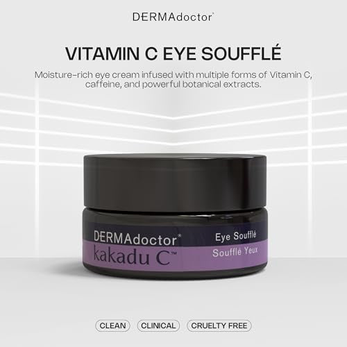 DERMAdoctor Vitamin C Eye Cream with Vitamin E ? Caffeine Under Eye Cream for Dark Circles, Puffiness, Bags, Eye Fatigue, Wrinkles & Dehydration, Anti-Aging Eye Moisturizer Souffl? - 0.5 Fl oz
