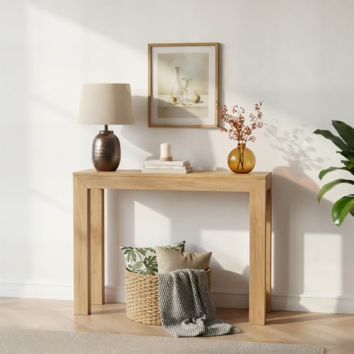 Plank+Beam Blonde Modern Console Table 46 Inch - Sleek Minimalist Entryway & Living Room Accent
