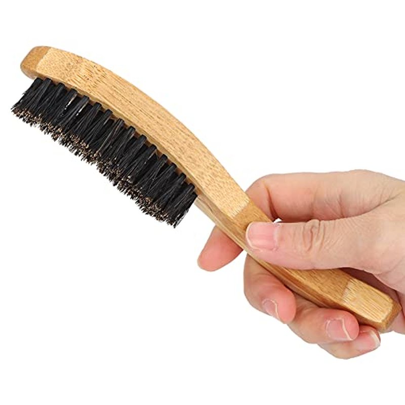 Beard Styling Brush with Strong Toughness, Portable Ergonomic Curved Design for Beard, Mustache Straightening and Growth Promotion (Small)