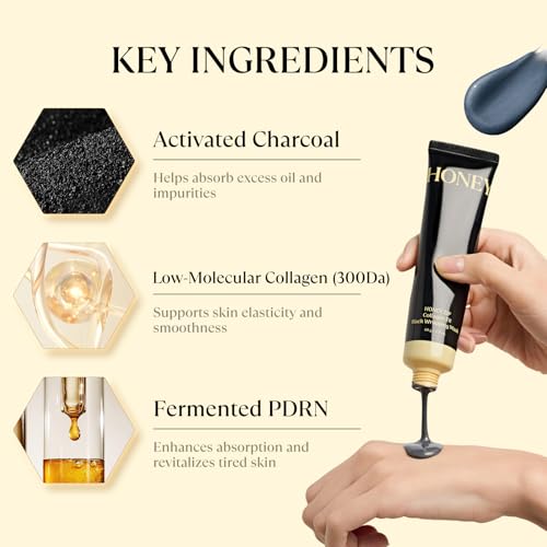 Honey Collagen Peel Off Face Mask with Charcoal for Hydration & Skin Glow - 60g