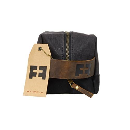 FAT FELT the DOPP KIT | Waxed Cotton Canvas shave and toiletries bag with leather handle