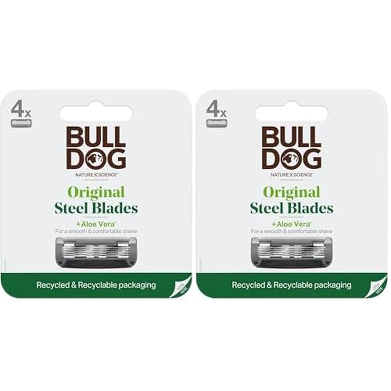 Bulldog Mens Skincare and Grooming Original Razor Blades Refills for Men, 4 Count (Pack of 2)