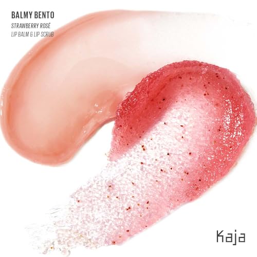KAJA Balmy Bento Duo - Strawberry Rosé Lip Balm Scrub, Coconut Oil