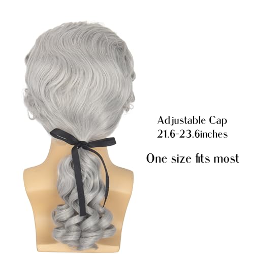 Silver Grey Colonial Wigs for Men Long Curly Cosplay Halloween Costume