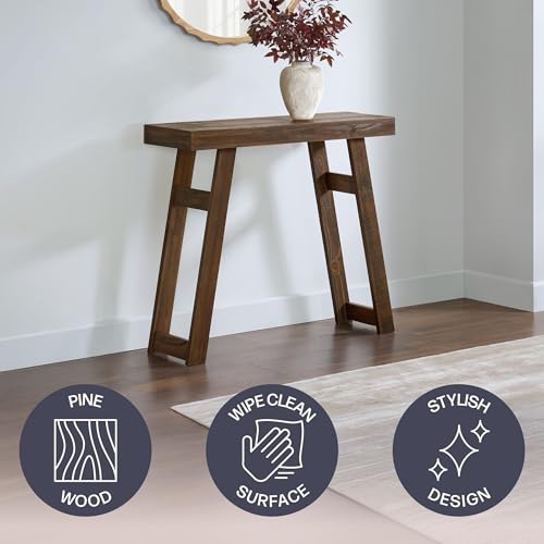 Brown Solid Wood Console Table - 36 Inch Narrow Entryway Sofa Table
