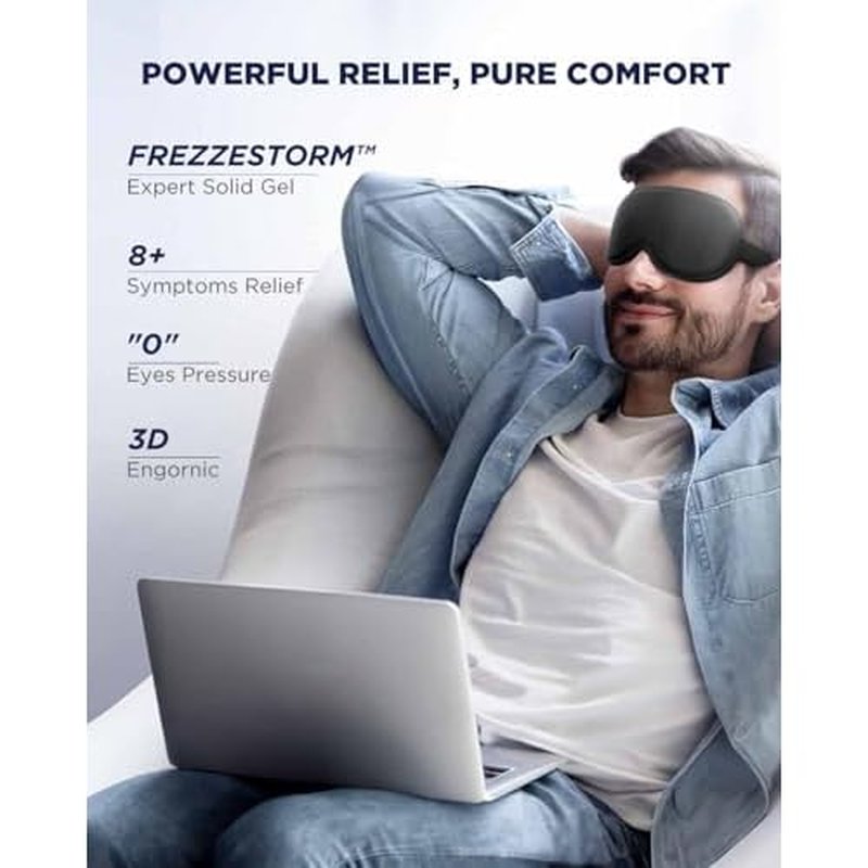 2 Pack 3D Cooling Gel Eye Mask - Reusable Cold Sleep Mask, Eyes Ice Pack with Hot & Cold Compress Therapy for Puffiness, Dark Circles, Dry Eyes, Headaches and Stress Relief (Black/Pink,2 Pack)