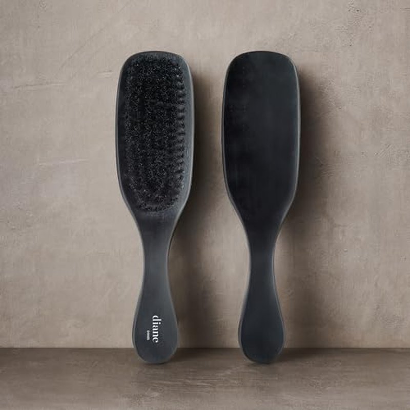 Diane Boar Curved Wave Brush for Men and Women - Black, Soft Bristles for Fine to Medium Hair - Use for Detangling, Smoothing, Wave Styles, Soft on Scalp, Restore Shine and Texture (Pack of 2)