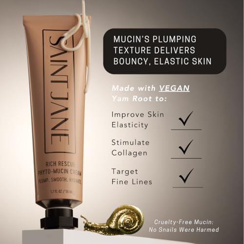 SAINT JANE - Rich Rescue Phyto Mucin Cream | Plumping, Smoothing, Firming, Hydrating | Niacinamide, Lotus Flower, Yam Root, Hyaluronic Acid | Luxe, Clean Skincare (1.7 fl oz | 50 mL)