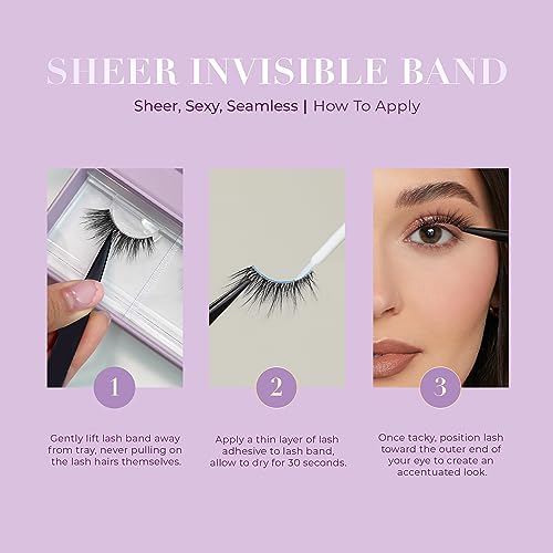 False Eyelashes Natural Look with Clear Sheer Band - Reusable 20x Desirable Style