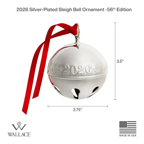 2026 Silver-Plated Sleigh Bell Ornament - 56th Edition Penguins & Presents