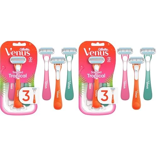 Gillette Venus Tropical Disposable Razors for Women, 3+1 Count, Designed for a Smooth Shave, Tropical Fragrance Scented Handles (Pack of 2)