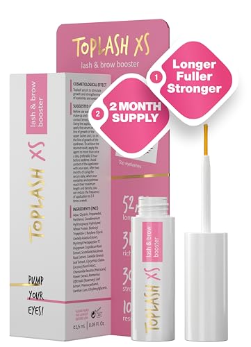 Toplash Eyelash & Brow Growth Serum 0.05 Fl Oz - Natural, Hypoallergenic, Cruelty-Free
