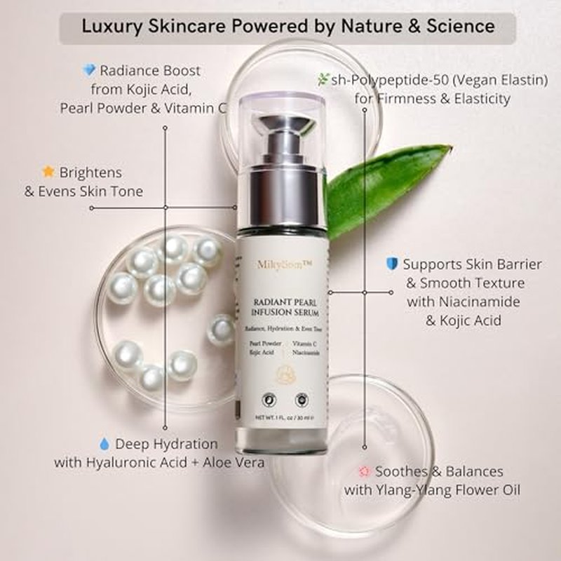 MikySom¢â Radiant Pearl Infusion Face Serum with Vitamin C ? Brightening & Hydrating (30ml)