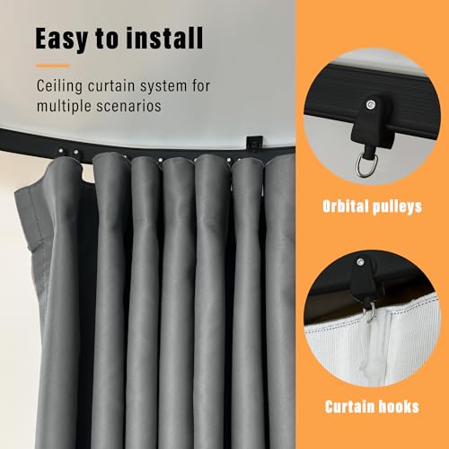 Black Room Divider Curtains with Ceiling Track Set - 180W x 96L, Blackout, Floor to Ceiling, Pack of 1, Variation of THIS Listing
