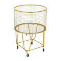 Gold Metal Storage Cart with Wheels - 18 x 18 x 25 Inches, Satin Finish