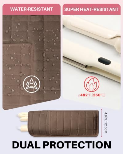 Travel Hair Tools Bag with Heat Resistant Mat - Taupe Brown