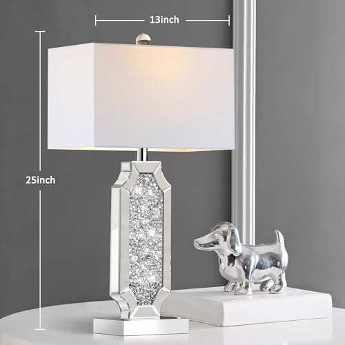 Hamucd Silver 3-Way Dimmable Touch Bedside Table Lamps Set of 2 with USB-A+C Ports