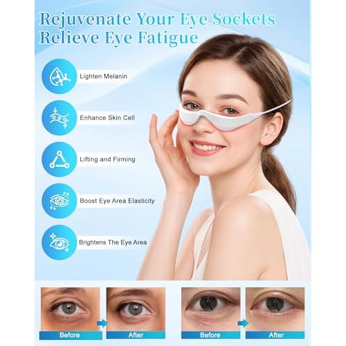 Under Eye Red Light Therapy,3 Modes Red Light Therapy Device Microcurrent Eye Massager,Red Light Glasses For Eye Bags Dark Circles Puffiness Wrinkles Fine Lines, Relieving Eye Fatigue
