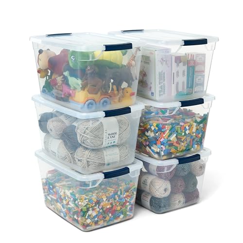 Rubbermaid Cleverstore 32 Qt Stackable Plastic Storage Bins with Lids - 6 Pack