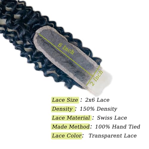 2x6 Curly Lace Closure 12 Inch HD Transparent Swiss Lace Human Hair Pre-Plucked
