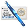 Aqua Blue Premium Hand-Made Round Tip Facial Hair Tweezers for Women Safety