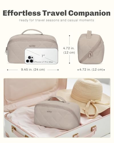 Hynes Eagle Camel Travel Makeup Bag for Women - Waterproof Cosmetic Organizer