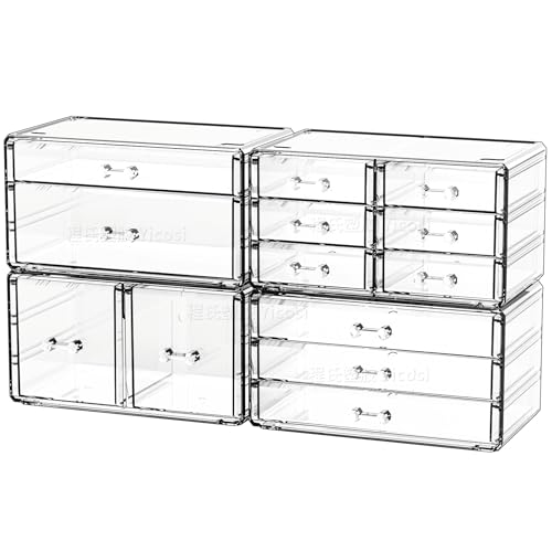 Large 13-Drawer Clear Acrylic Makeup & Hair Organizer – Stackable, Multi-Use Storage