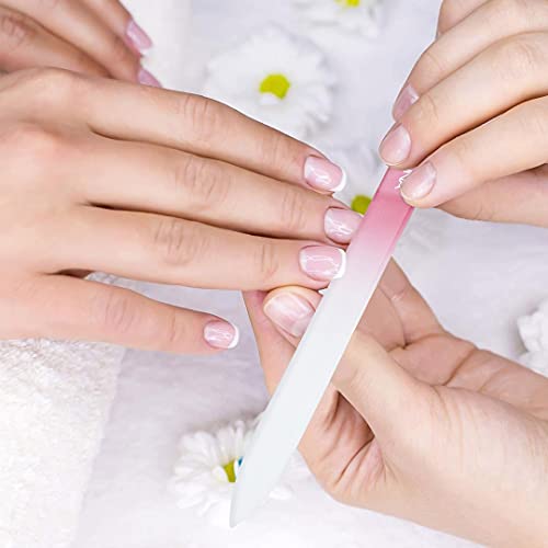 Crystal Glass Nail File with Case Pack 6, Professional Nail Files, Czech Glass Nail File Double Sided Glass Fingernail Files for Natural & Acrylic Nail Care, Nail Tool Home & Saloon Travel Friendly