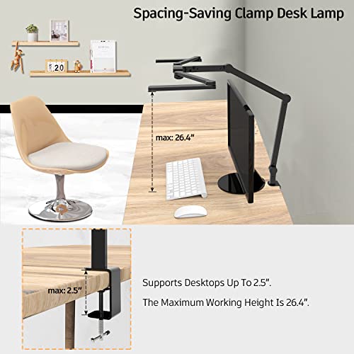Black EPABINA LED Desk Lamp with Clamp, 41.5-Inch Adjustable Architect Light