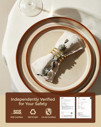 Ceramic Dinnerware Set for 6 - 18 Pieces, Plates & Bowls, Hand-Glazed