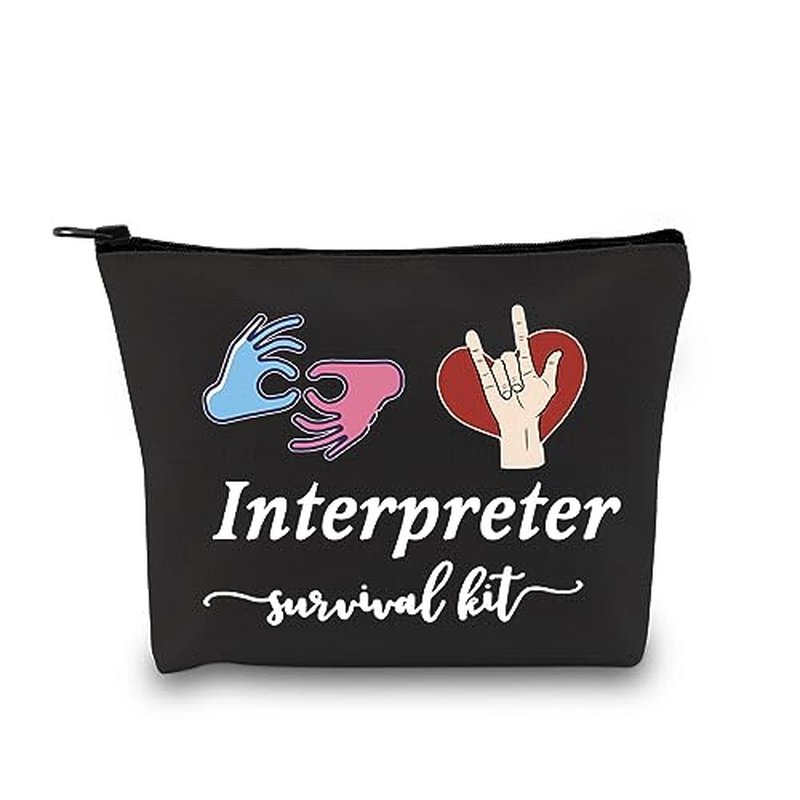 GJTIM Interpreter Zipper Pouch Survival Kit Gift Makeup Bag for ASL Sign Language
