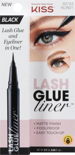 KISS Lash Glueliner 2-in-1 Eyelash Adhesive & Eyeliner, Matte Black, 0.03 Fl Oz Pack of 5