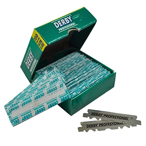 the shave factory Factory¢ç Straight Edge Razor Kit - Single | Stainless Steel razors men from (Black / 100 Derby Professional Blades), 1.0 Count