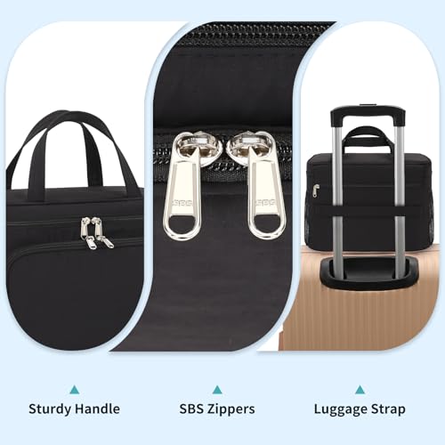 Travel Toiletry Bag with Compartments Waterproof Makeup Organizer for Women & Girls - Black