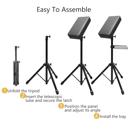 LEEYUKA Tattoo Arm Rest Stand with Tray Tattoo Chair for Client Adjustable Height Sponge Pad Tripod Base Equipment Supplies