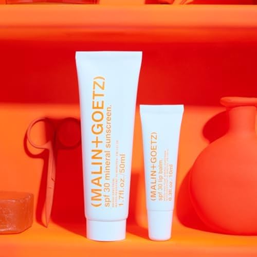 MALIN+GOETZ SPF 30 Mineral Sunscreen | Face & Body Broad Spectrum Sun Protection with Zinc Oxide, Titanium Dioxide, Shea Butter | Hydrating & Brightening | Vegan, Reef-Safe, Cruelty-Free (1.7 Fl Oz)