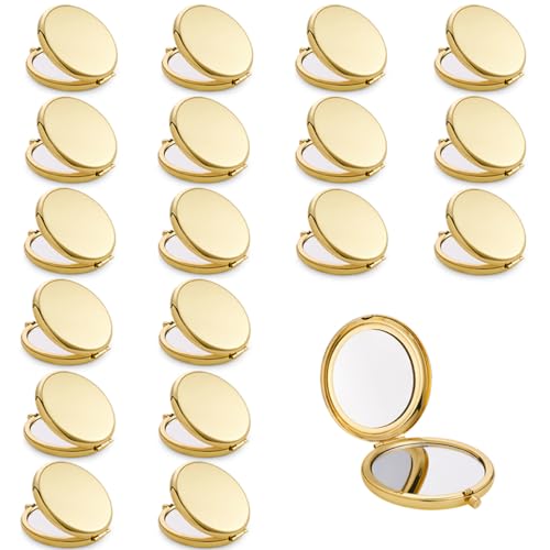 Mini Portable Makeup Mirror 1X/2X Magnification Gold 18 Pack