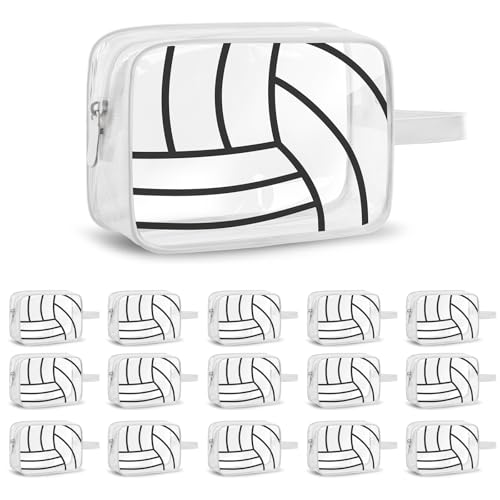 Volleyball Cosmetic Bag 16PCS Waterproof Clear PVC Travel Organizer - Team Gift