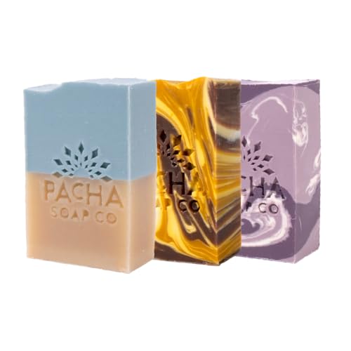 Natural Handmade Bar Soap Set with Almond Oil, Goat’s Milk & Lavender - 3 Pack