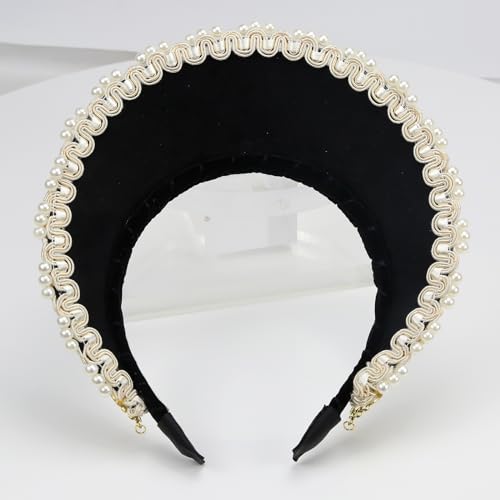 Women's Tudor Retro Crown Hat Hair Accessory - Handmade Multicolor Headwear (Black)