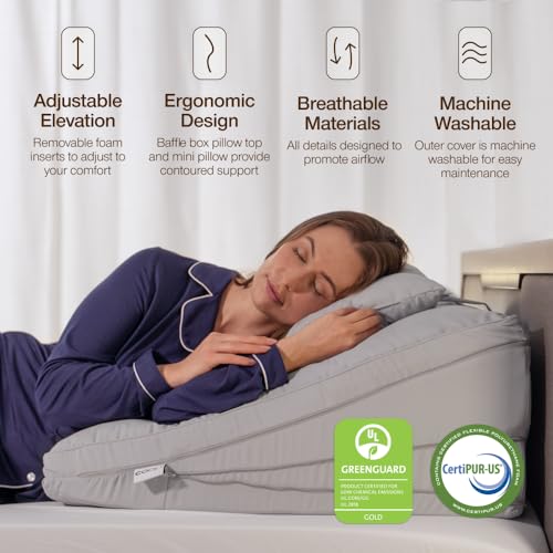 Adjustable Memory Foam Wedge Pillow for Sleep Support Pregnancy Reflux
