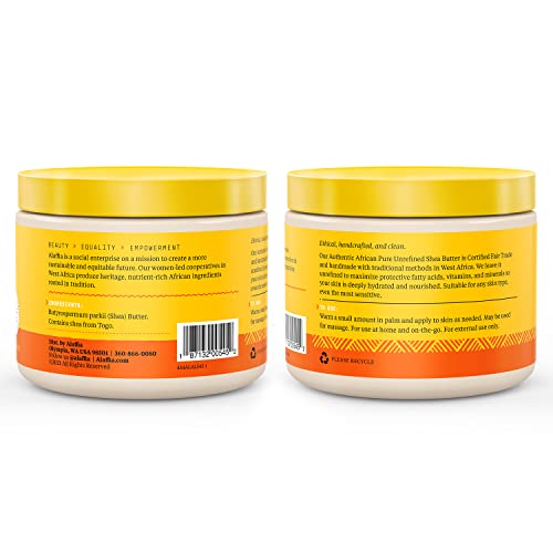 Pure Unrefined Shea Butter 2-Pack - Unscented 11 Oz Each - Ethically Sourced & Nourishing
