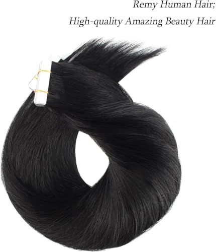 ABH AMAZINGBEAUTY HAIR Tape-In Human Hair Extensions 20 Inch Black #1