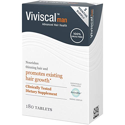 Viviscal Men's Hair Growth Supplements for Thicker Fuller Hair, Clinically Proven Collagen Complex, 180 Tablets 3 Month Supply