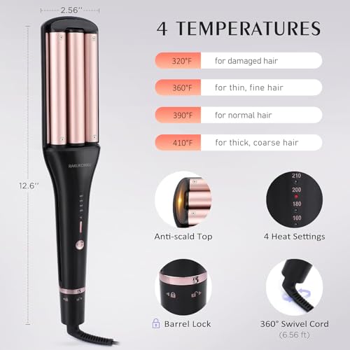 4 in 1 Adjustable Hair Waver Crimper Tool - Gold - Multi Wave Styles