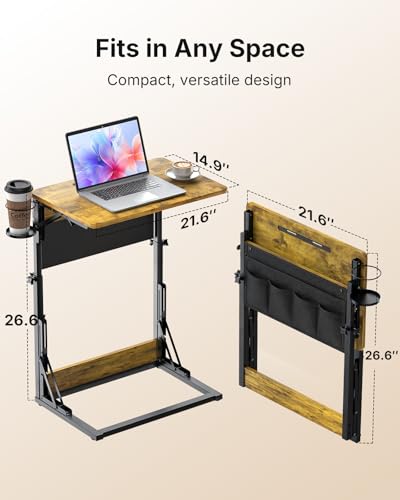 HUANUO Adjustable TV Tray Table with Cup Holder & Storage Bag